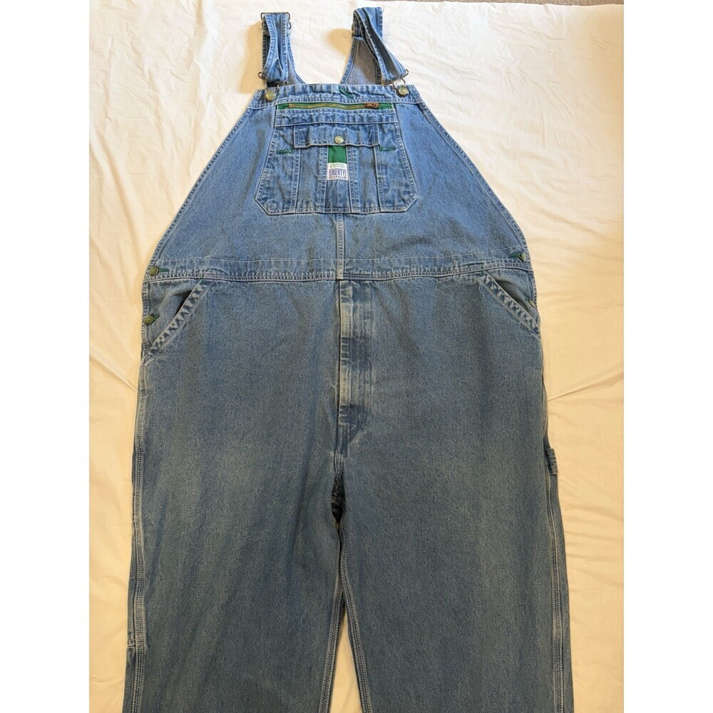 Liberty Denim Bib Overalls Men's 48x30 Blue Med Wash Comfort, Workwear, Farm